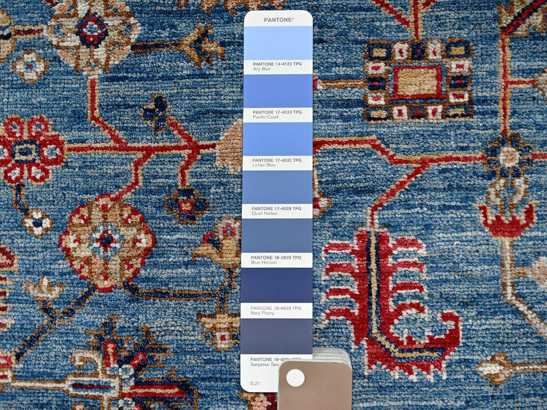 8'3" x 9'9" New Hand Knotted Blue Wool Rectangle Oriental Rug - MOA1022648