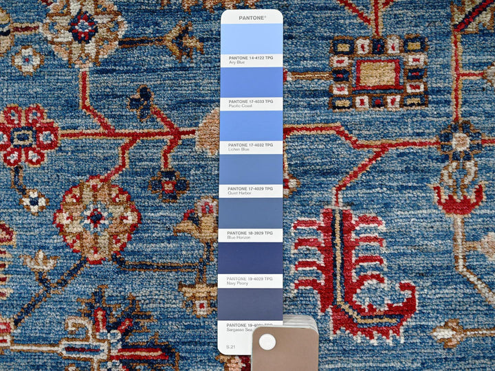 8'3" x 9'9" New Hand Knotted Blue Wool Rectangle Oriental Rug - MOA1022648