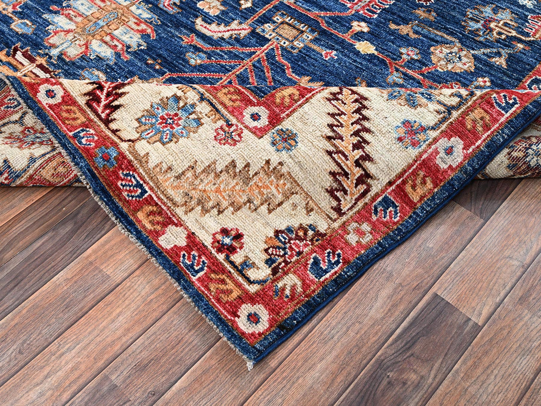 7'11" x 9'9" New Hand Knotted Blue Wool Rectangle Oriental Rug - MOA1022650