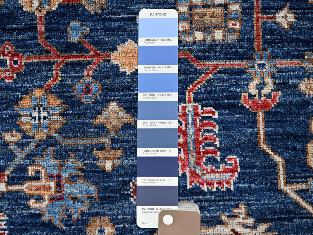 7'11" x 9'9" New Hand Knotted Blue Wool Rectangle Oriental Rug - MOA1022650