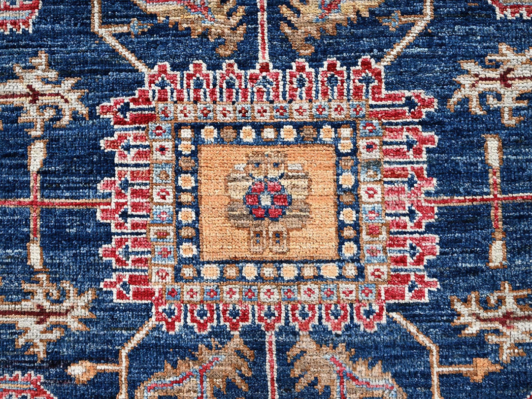 7'11" x 9'9" New Hand Knotted Blue Wool Rectangle Oriental Rug - MOA1022650