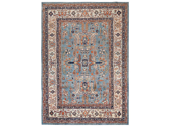 10'0" x 13'7" New Hand Knotted Blue Wool Rectangle Oriental Rug - MOA1022651