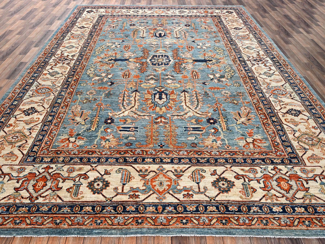 10'0" x 13'7" New Hand Knotted Blue Wool Rectangle Oriental Rug - MOA1022651