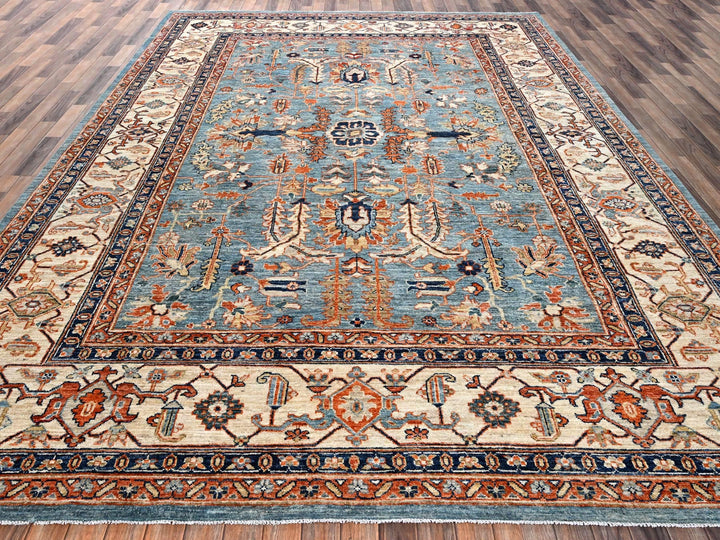 10'0" x 13'7" New Hand Knotted Blue Wool Rectangle Oriental Rug - MOA1022651