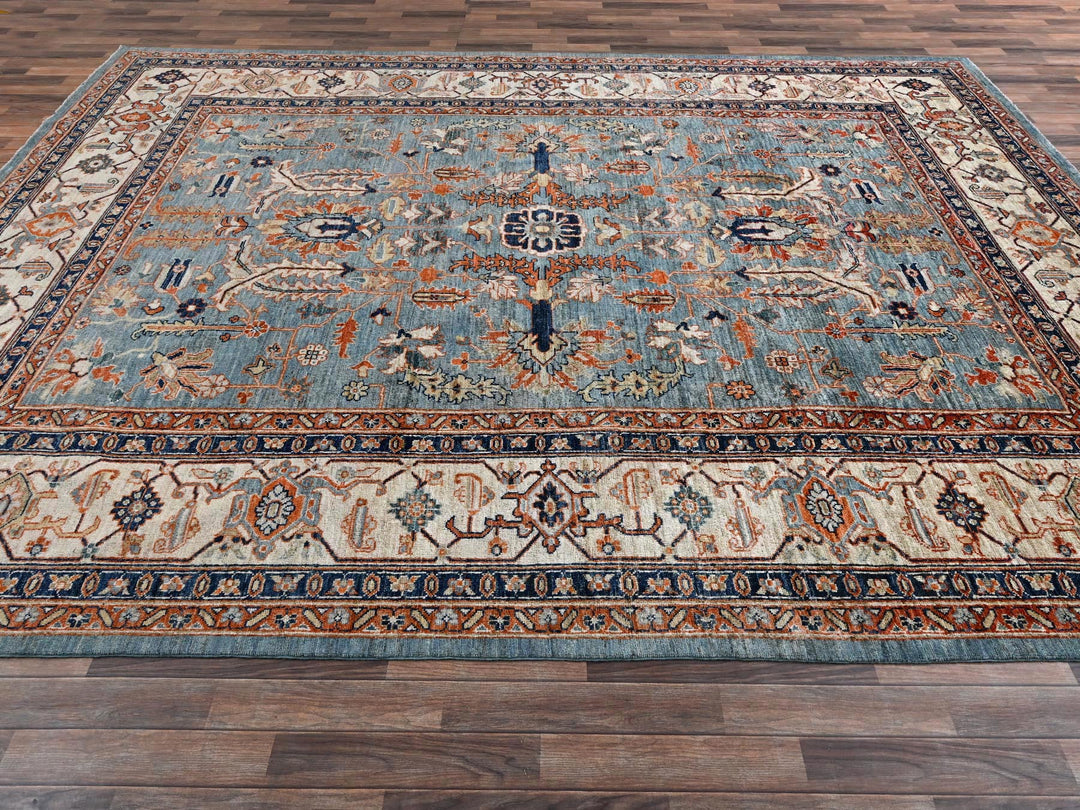 10'0" x 13'7" New Hand Knotted Blue Wool Rectangle Oriental Rug - MOA1022651