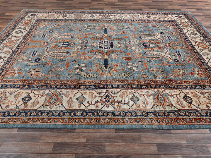 10'0" x 13'7" New Hand Knotted Blue Wool Rectangle Oriental Rug - MOA1022651