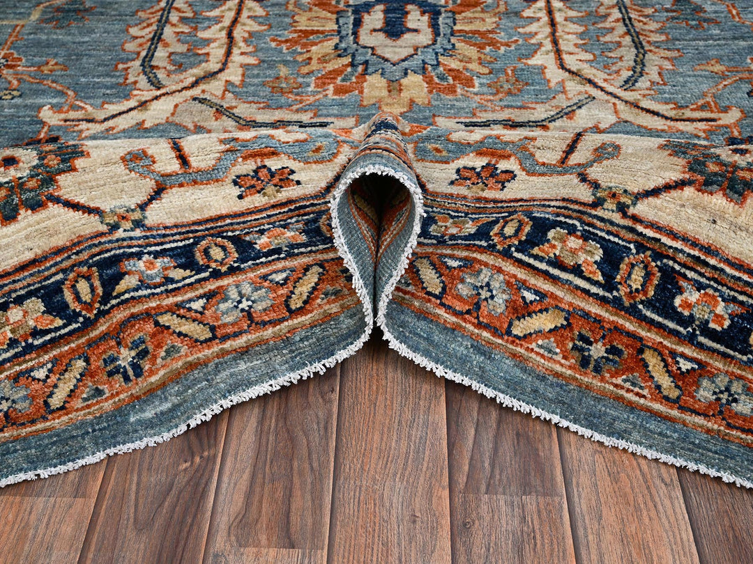 10'0" x 13'7" New Hand Knotted Blue Wool Rectangle Oriental Rug - MOA1022651