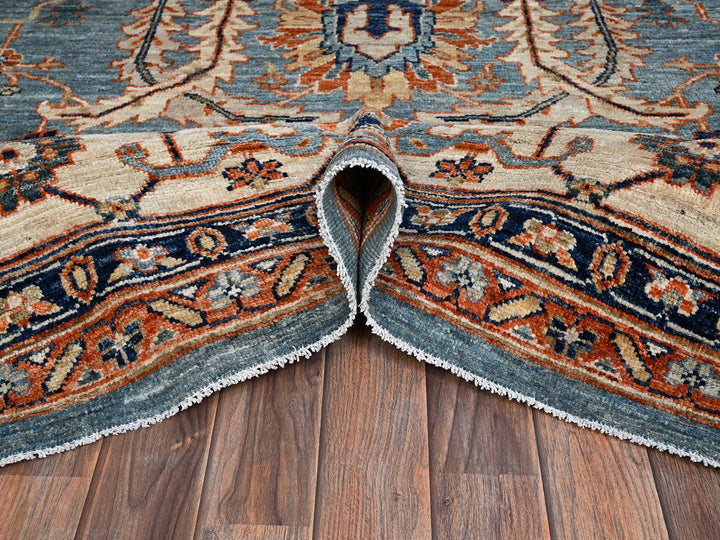 10'0" x 13'7" New Hand Knotted Blue Wool Rectangle Oriental Rug - MOA1022651