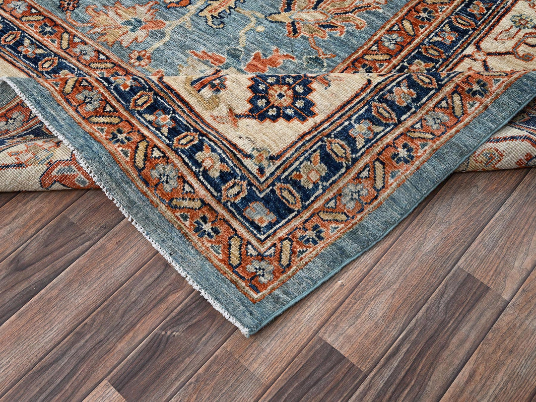 10'0" x 13'7" New Hand Knotted Blue Wool Rectangle Oriental Rug - MOA1022651