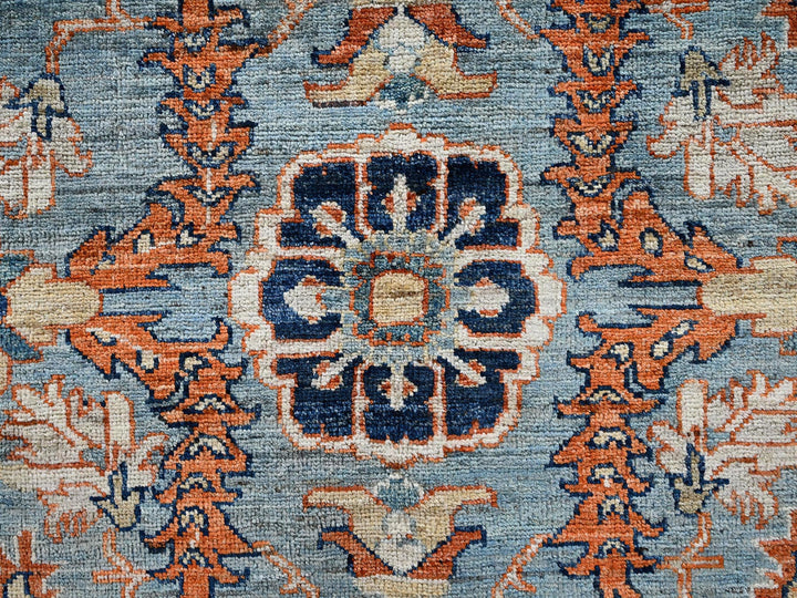 10'0" x 13'7" New Hand Knotted Blue Wool Rectangle Oriental Rug - MOA1022651
