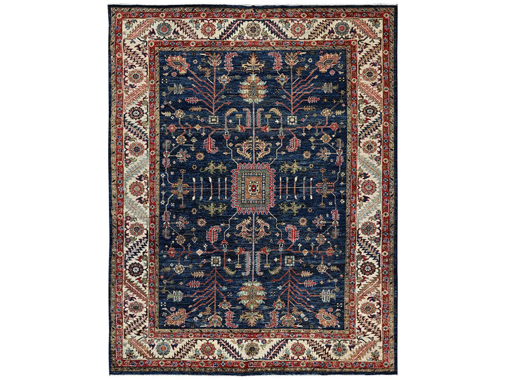 8'11" x 11'3" New Hand Knotted Blue Wool Rectangle Oriental Rug - MOA1022652
