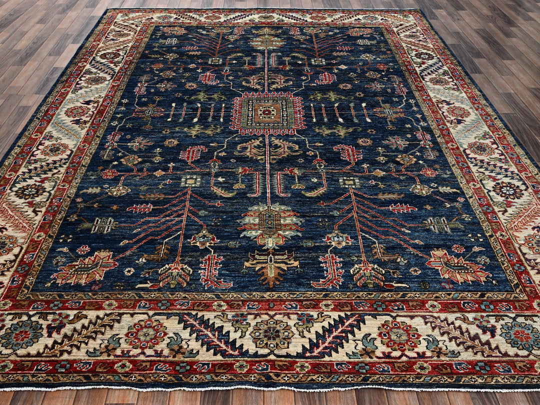 8'11" x 11'3" New Hand Knotted Blue Wool Rectangle Oriental Rug - MOA1022652