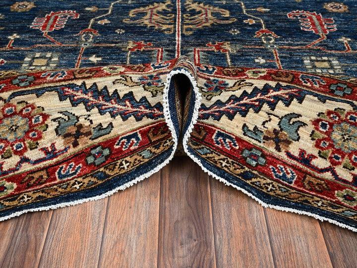 8'11" x 11'3" New Hand Knotted Blue Wool Rectangle Oriental Rug - MOA1022652
