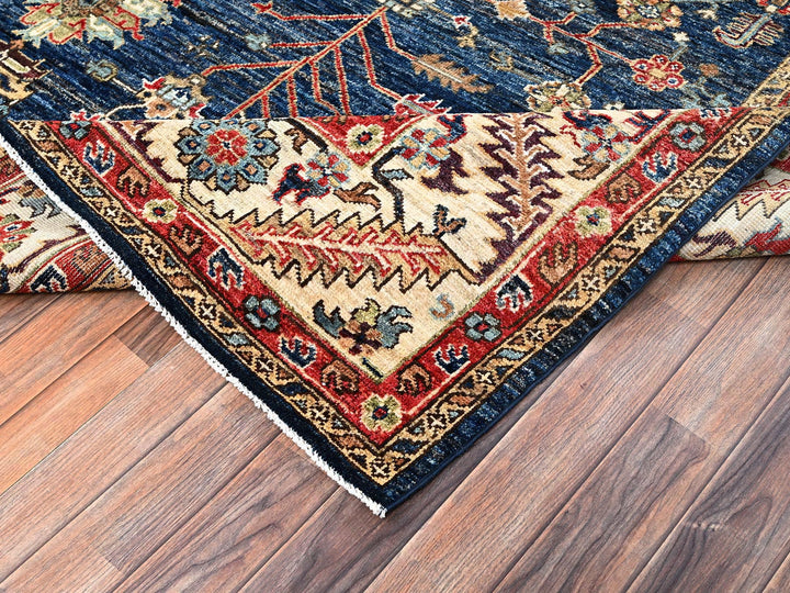 8'11" x 11'3" New Hand Knotted Blue Wool Rectangle Oriental Rug - MOA1022652