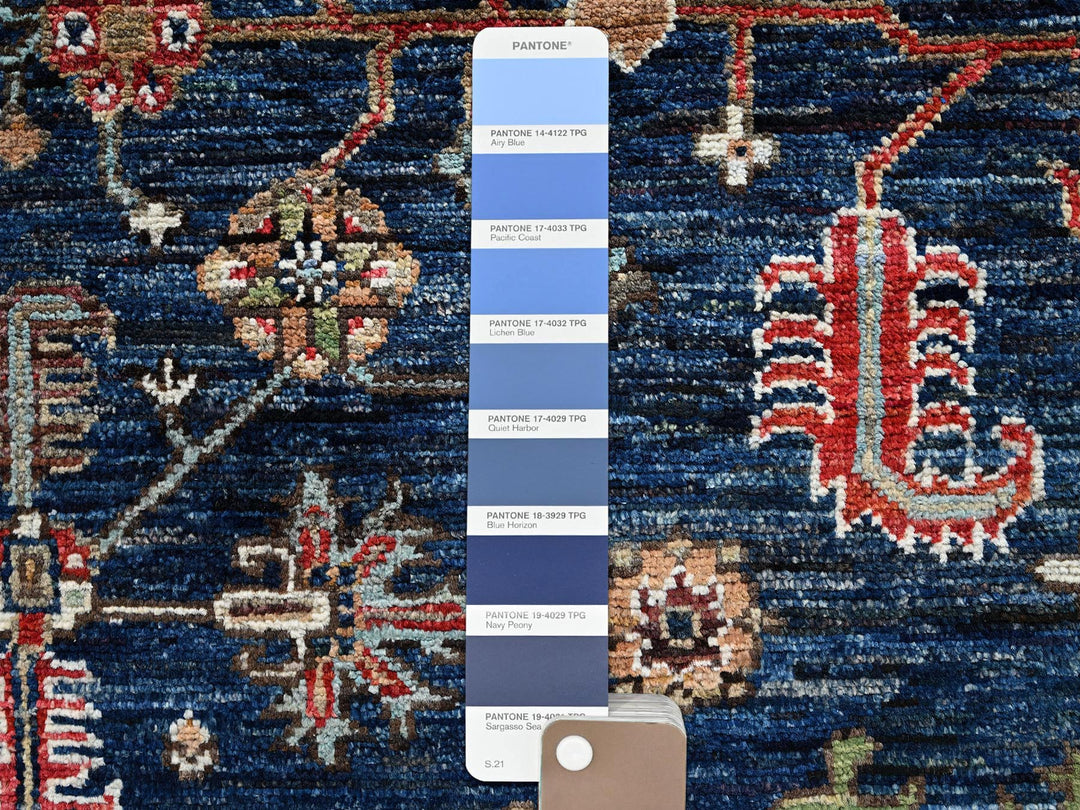 8'11" x 11'3" New Hand Knotted Blue Wool Rectangle Oriental Rug - MOA1022652