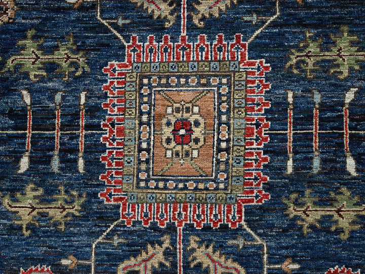 8'11" x 11'3" New Hand Knotted Blue Wool Rectangle Oriental Rug - MOA1022652