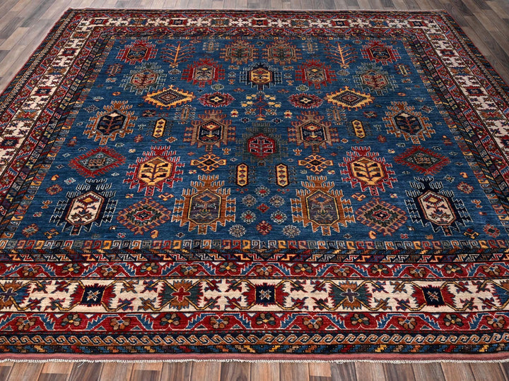 10'0" x 10'1" New Hand Knotted Blue Wool Square Oriental Rug - MOA1022659