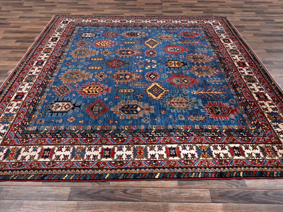 10'0" x 10'1" New Hand Knotted Blue Wool Square Oriental Rug - MOA1022659