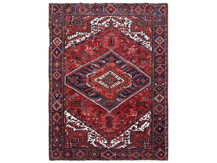 7'9" x 10'4" Vintage Hand Knotted Red Wool Rectangle Oriental Rug - MOA102265
