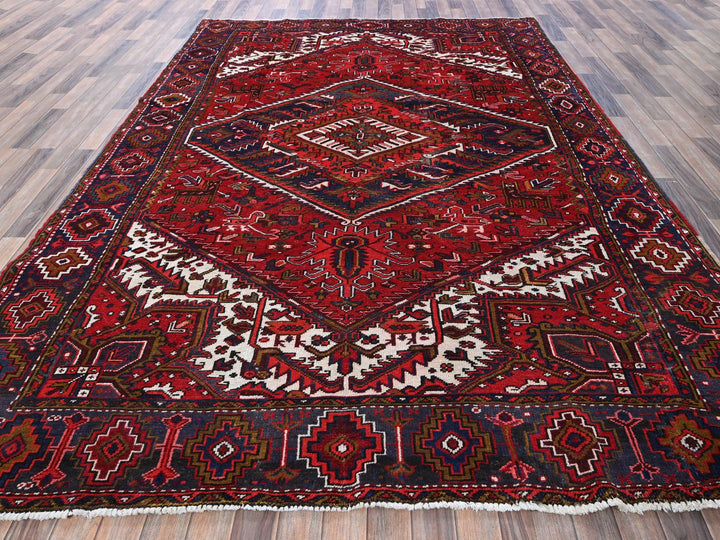 7'9" x 10'4" Vintage Hand Knotted Red Wool Rectangle Oriental Rug - MOA102265