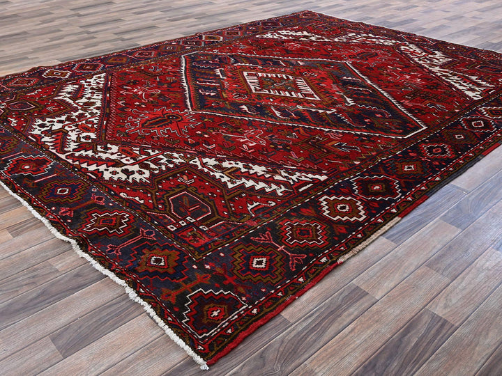 7'9" x 10'4" Vintage Hand Knotted Red Wool Rectangle Oriental Rug - MOA102265