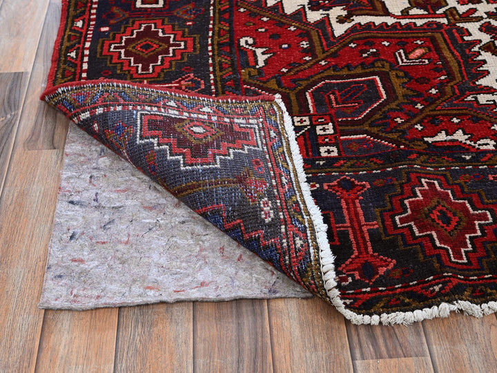 7'9" x 10'4" Vintage Hand Knotted Red Wool Rectangle Oriental Rug - MOA102265