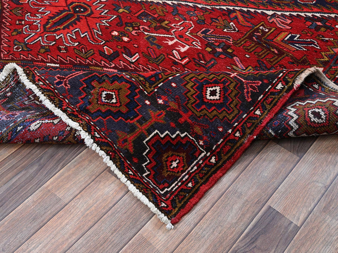 7'9" x 10'4" Vintage Hand Knotted Red Wool Rectangle Oriental Rug - MOA102265