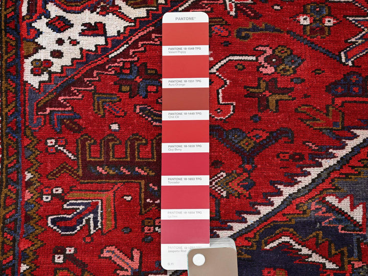 7'9" x 10'4" Vintage Hand Knotted Red Wool Rectangle Oriental Rug - MOA102265