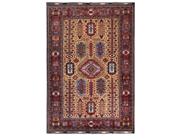 9'3" x 12'3" New Hand Knotted Yellow Wool Rectangle Oriental Rug - MOA1022660