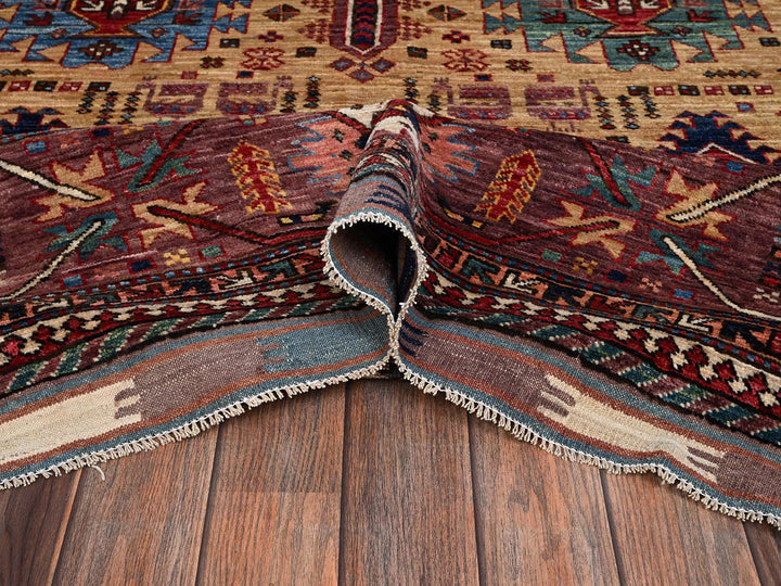9'3" x 12'3" New Hand Knotted Yellow Wool Rectangle Oriental Rug - MOA1022660