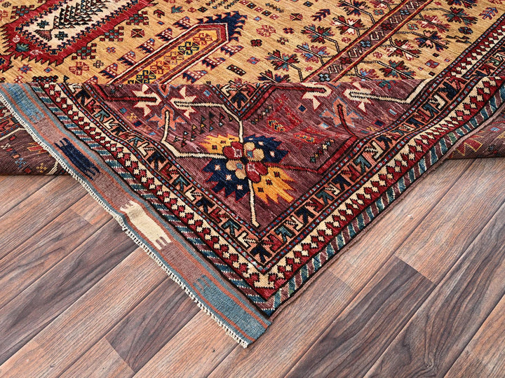 9'3" x 12'3" New Hand Knotted Yellow Wool Rectangle Oriental Rug - MOA1022660