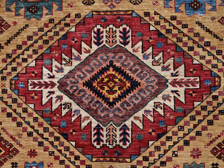 9'3" x 12'3" New Hand Knotted Yellow Wool Rectangle Oriental Rug - MOA1022660