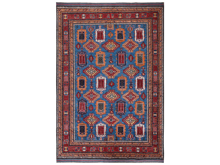 9'0" x 11'8" New Hand Knotted Blue Wool Rectangle Oriental Rug - MOA1022662