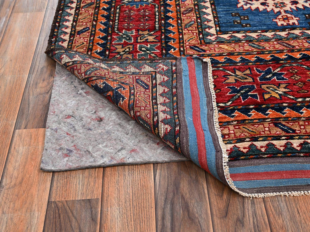 9'0" x 11'8" New Hand Knotted Blue Wool Rectangle Oriental Rug - MOA1022662