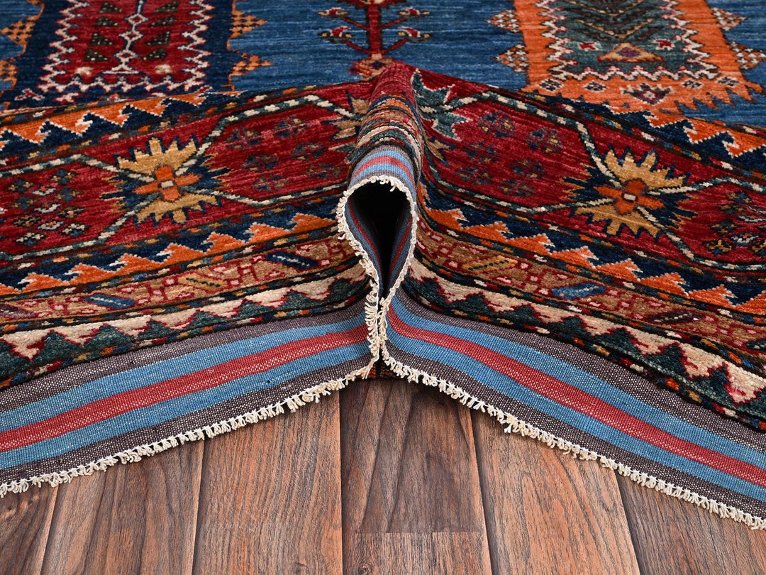 9'0" x 11'8" New Hand Knotted Blue Wool Rectangle Oriental Rug - MOA1022662