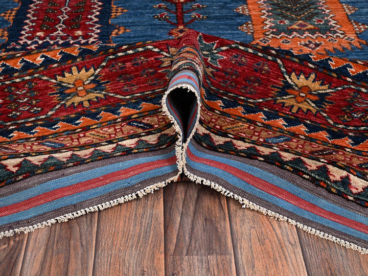 9'0" x 11'8" New Hand Knotted Blue Wool Rectangle Oriental Rug - MOA1022662