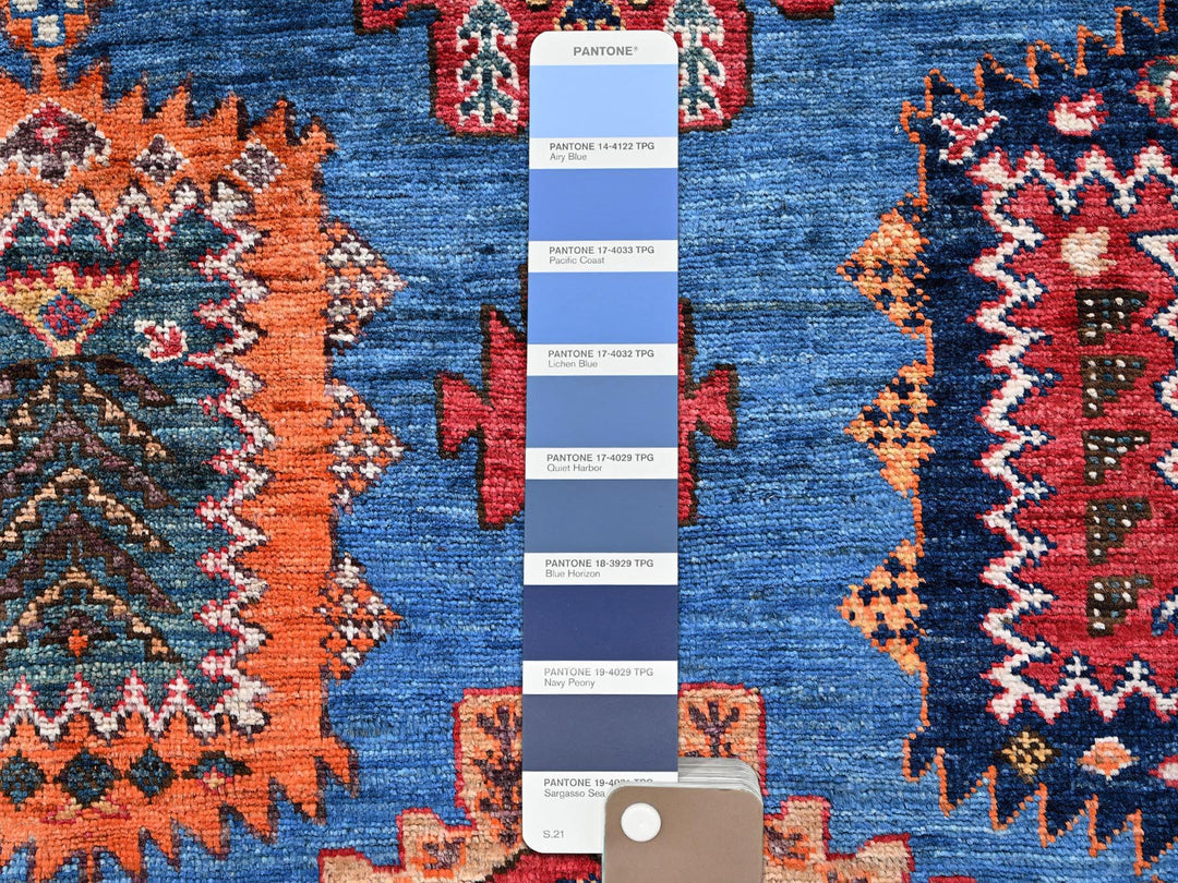 9'0" x 11'8" New Hand Knotted Blue Wool Rectangle Oriental Rug - MOA1022662