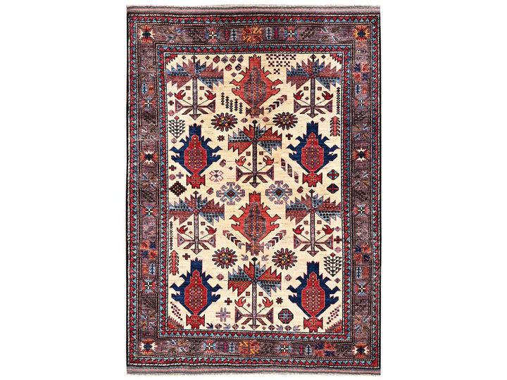 5'2" x 6'4" New Hand Knotted Ivory Wool Rectangle Oriental Rug - MOA1022663