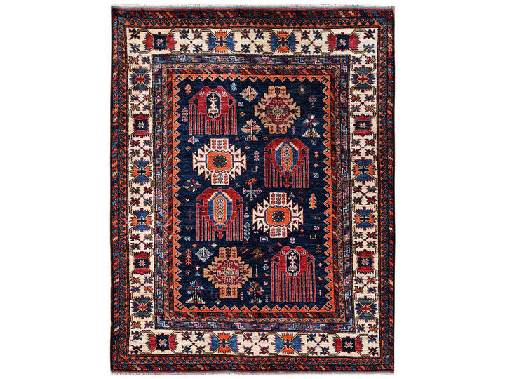 4'11" x 6'4" New Hand Knotted Blue Wool Rectangle Oriental Rug - MOA1022664