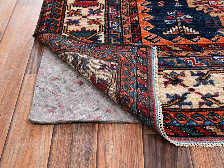 4'11" x 6'4" New Hand Knotted Blue Wool Rectangle Oriental Rug - MOA1022664