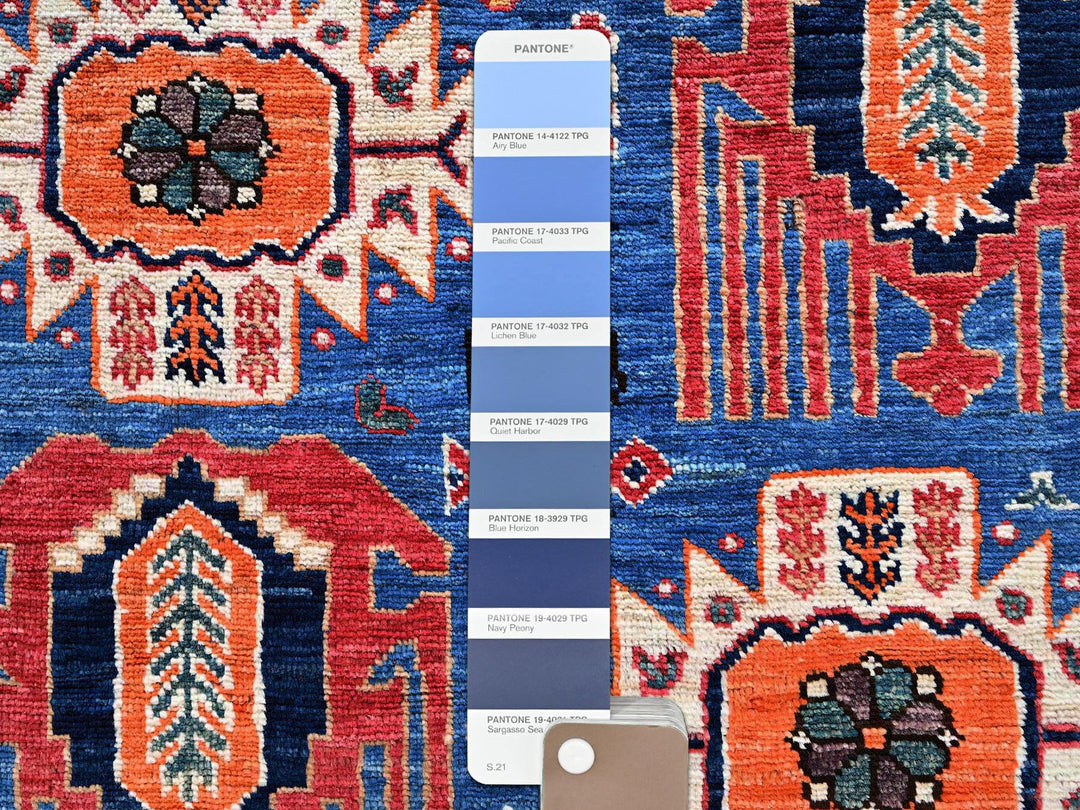 5'1" x 6'7" New Hand Knotted Blue Wool Rectangle Oriental Rug - MOA1022665
