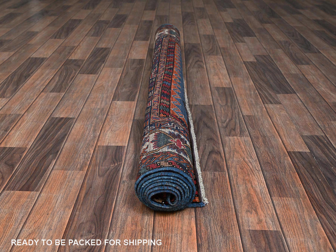 5'1" x 6'7" New Hand Knotted Blue Wool Rectangle Oriental Rug - MOA1022665