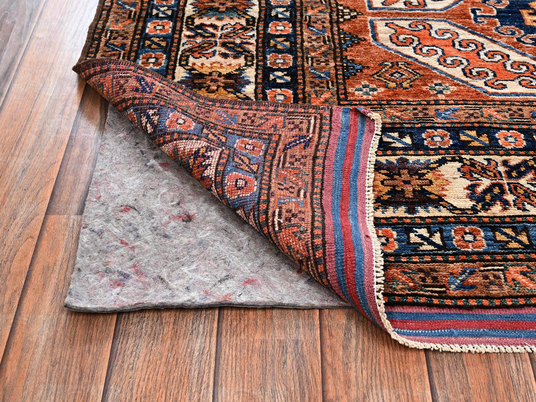 5'0" x 6'3" New Hand Knotted Orange Wool Rectangle Oriental Rug - MOA1022666