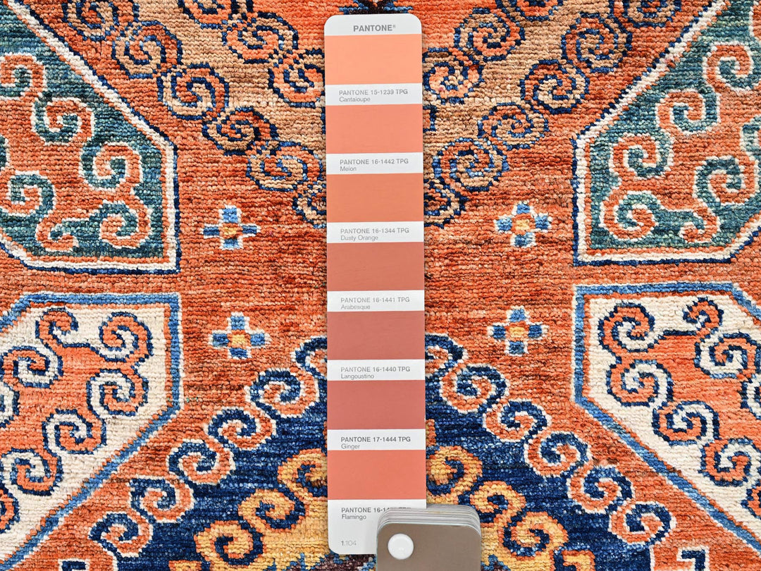5'0" x 6'3" New Hand Knotted Orange Wool Rectangle Oriental Rug - MOA1022666