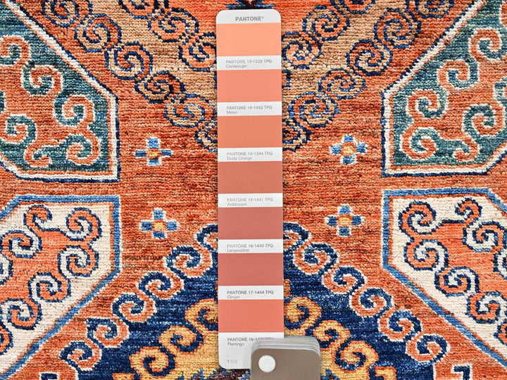 5'0" x 6'3" New Hand Knotted Orange Wool Rectangle Oriental Rug - MOA1022666