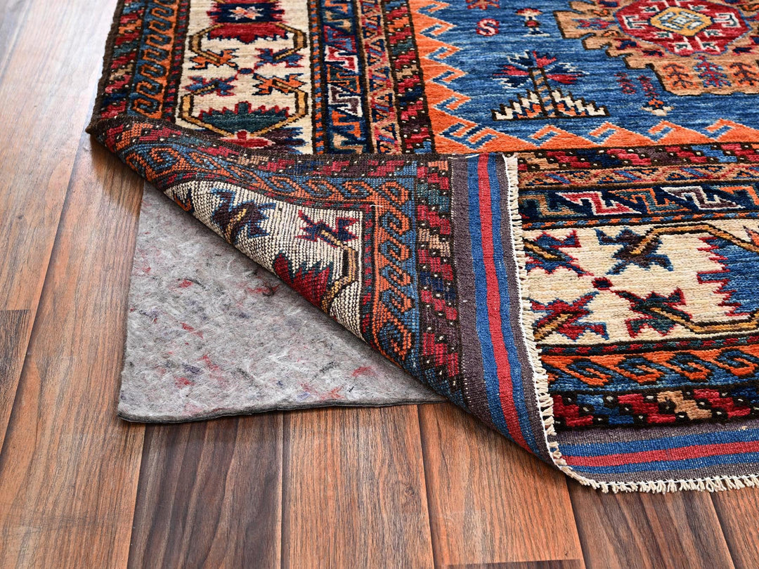 5'2" x 6'4" New Hand Knotted Blue Wool Rectangle Oriental Rug - MOA1022667