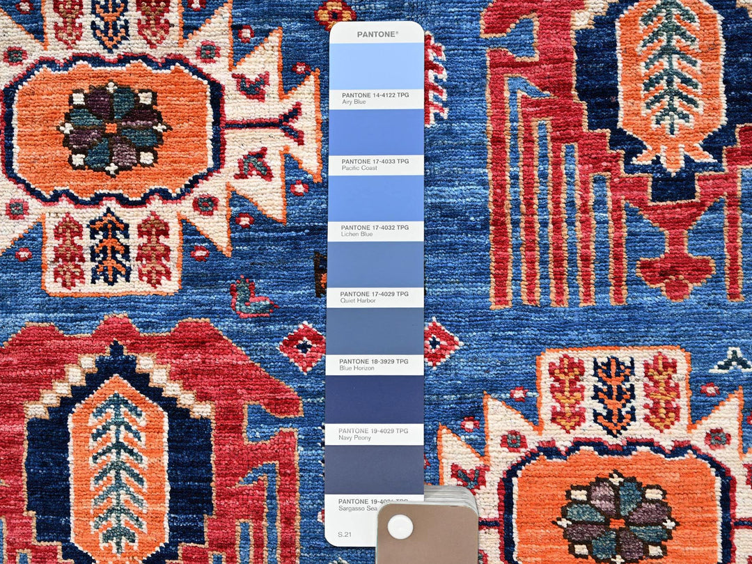 5'2" x 6'4" New Hand Knotted Blue Wool Rectangle Oriental Rug - MOA1022667