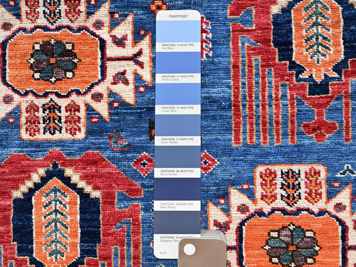 5'2" x 6'4" New Hand Knotted Blue Wool Rectangle Oriental Rug - MOA1022667