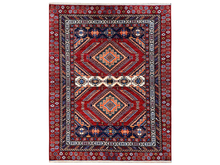 5'1" x 6'6" New Hand Knotted Red Wool Rectangle Oriental Rug - MOA1022668