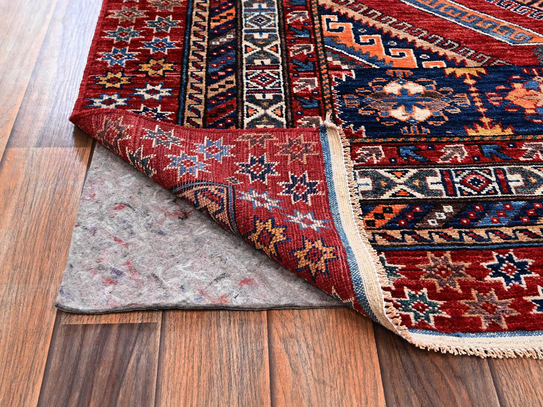 5'1" x 6'6" New Hand Knotted Red Wool Rectangle Oriental Rug - MOA1022668